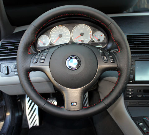 e46 m sport 6 speed leather steering wheel