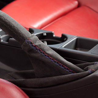 Skin Only Fits 1999-2006 BMW E46 Synthetic Red Leather Automatic & EBrake Boots SET with M Style stitching. 